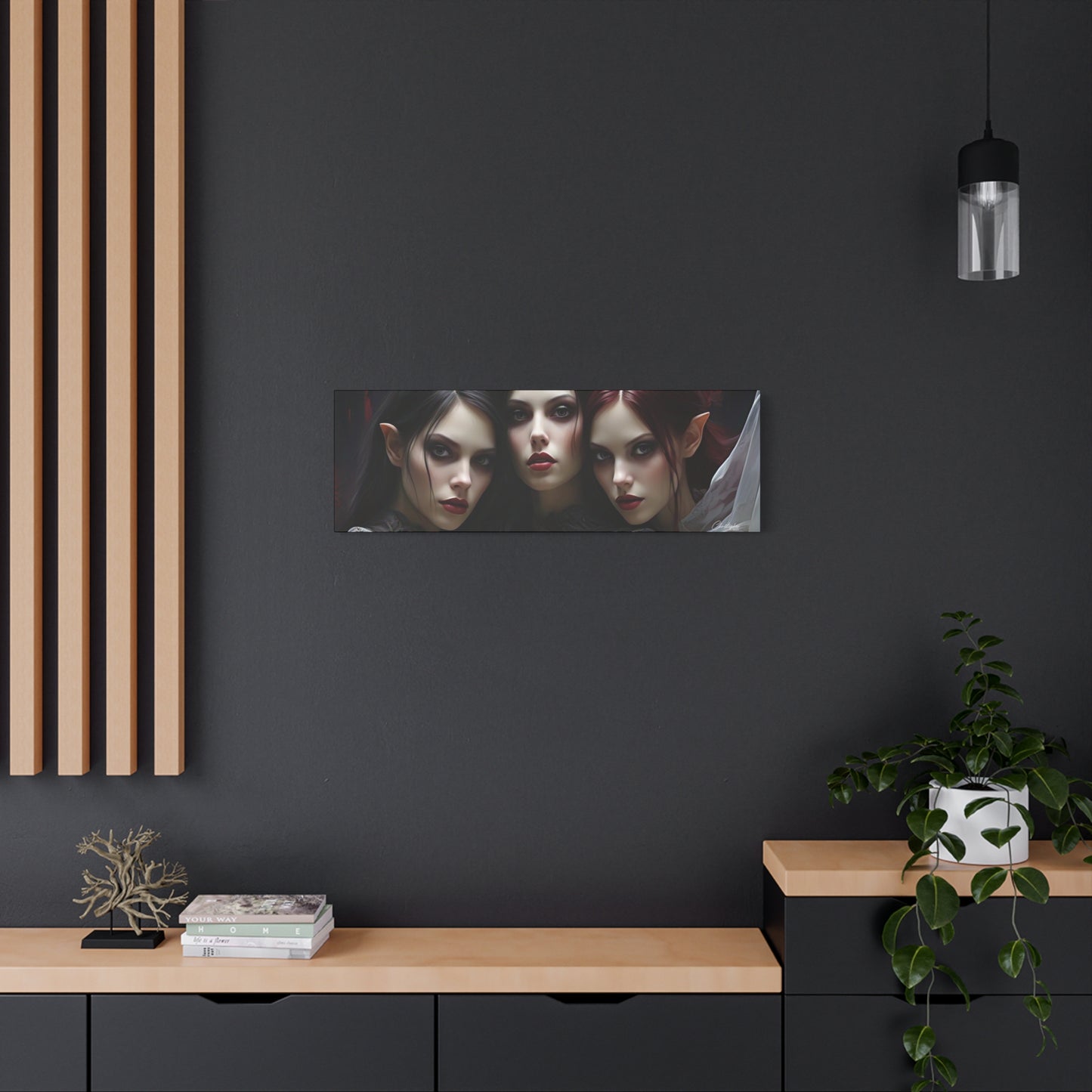 Gothic Wall Art Canvas, Fantasy Home Decor, Unique Gift for Halloween, Witchy Vibe Art, Dark Aesthetic Room Decor