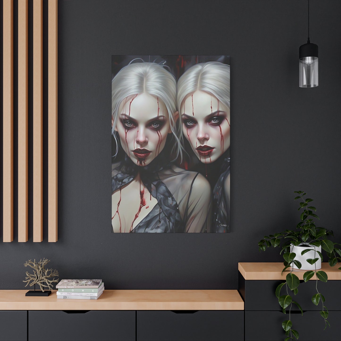 Gothic Canvas Art Print, Dark Fantasy Wall Decor, Horror Art, Halloween Home Decor, Vampire Artwork, Unique Gift for Spooky Season
