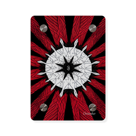 Red & Black Mandala Acrylic Wall Art Panel — Personalized Name Option