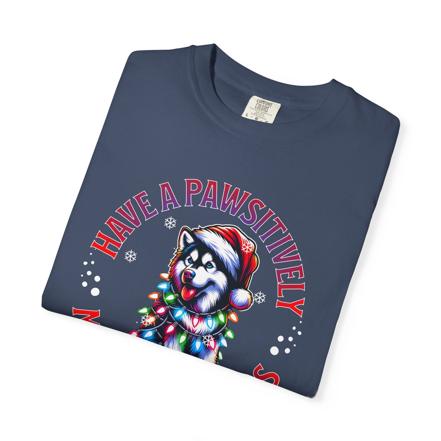 Christmas Husky T-Shirt — "Have a Paws-itively Merry Christmas" Holiday Tee