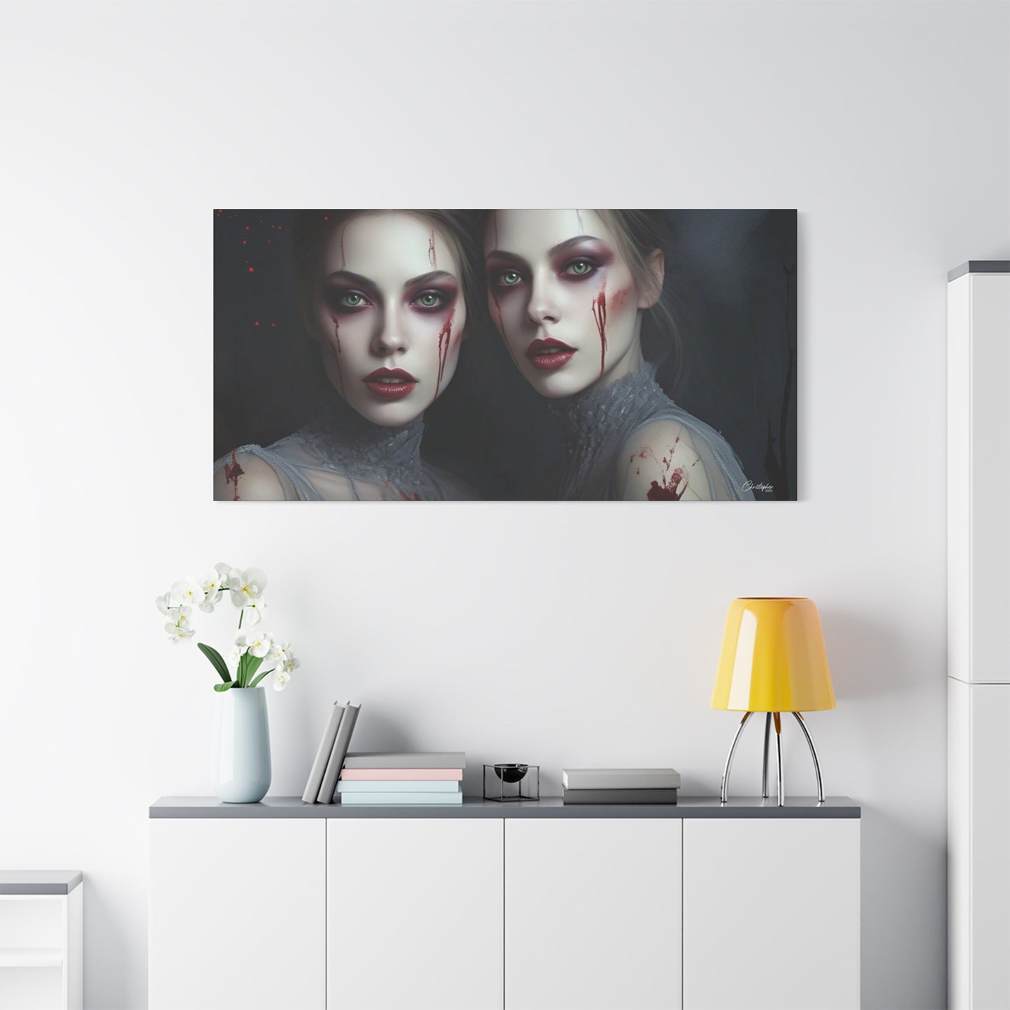 Spooky Art Canvas Print, Matte Canvas, Stretched Wall Decor, Gothic Home Decor, Halloween Art, Unique Gift