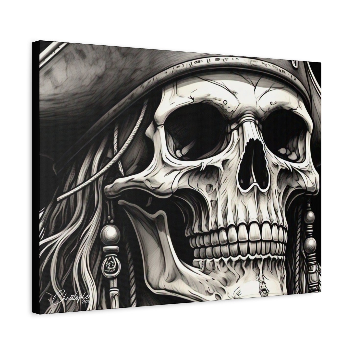 Pirate Skull Canvas Art - Edgy Gothic Decor, Wall Art for Halloween, Gothic Home Decor, Pirate Theme, Gift for Him