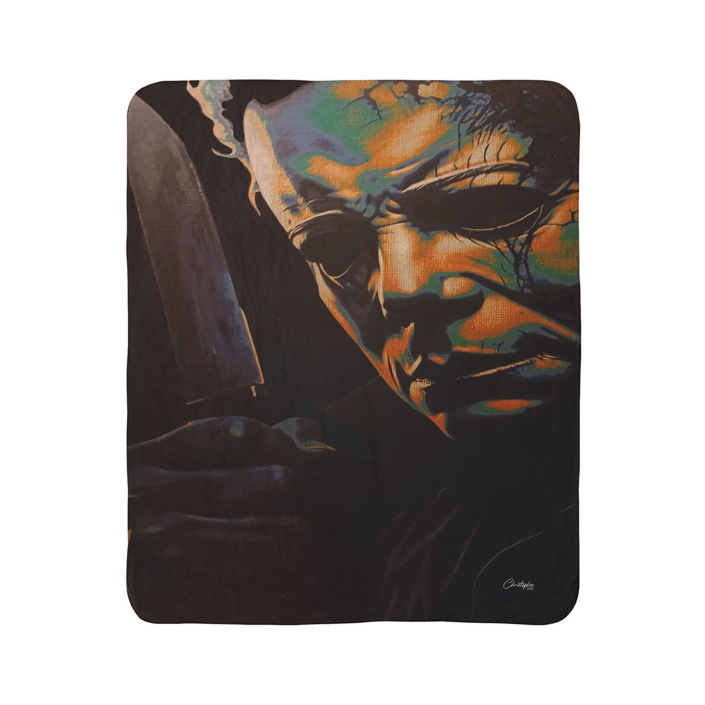 Laser Engraved Original Art Fleece Sherpa Blanket