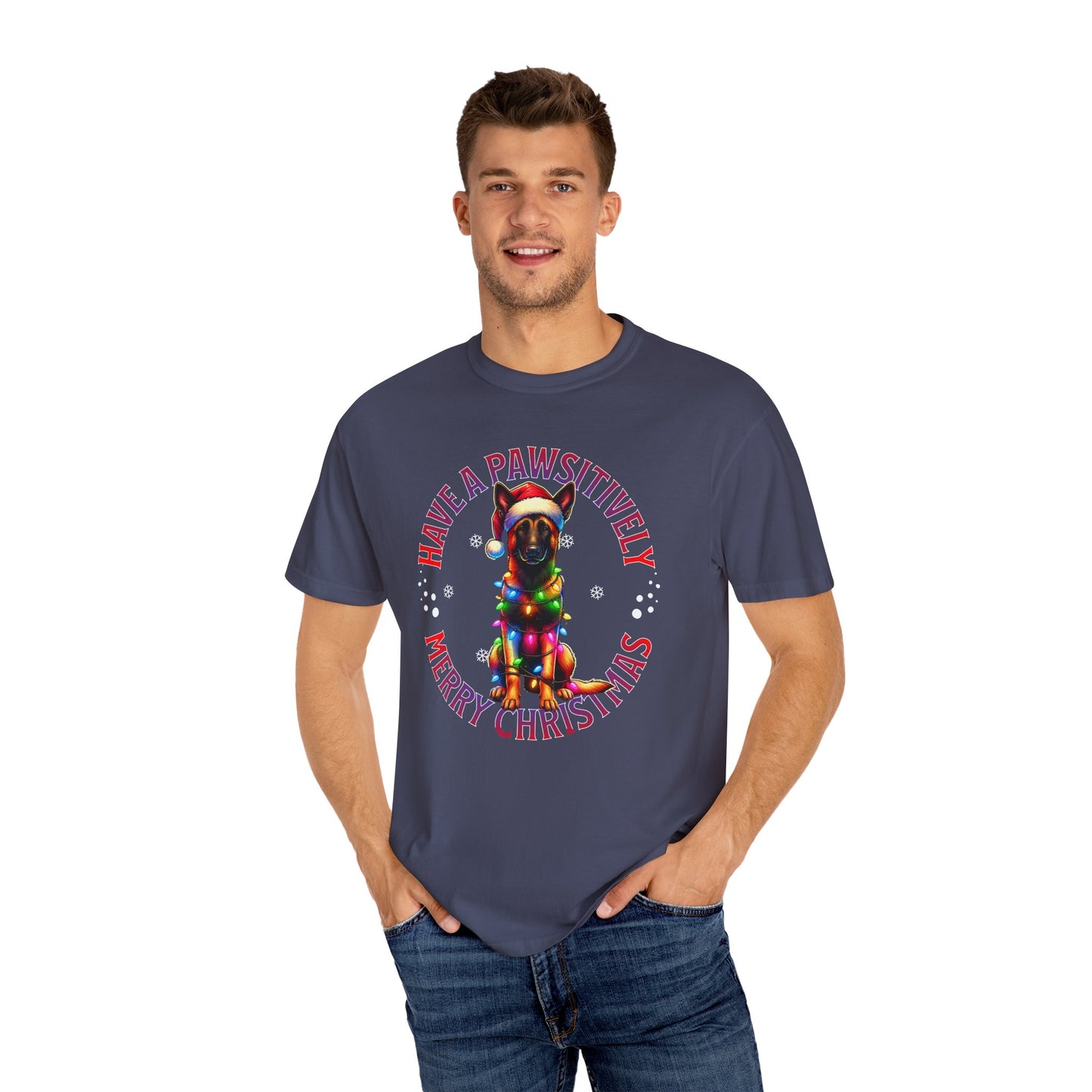 Christmas Malinois T-Shirt — "Have a Pawsitively Merry Christmas" Holiday Tee