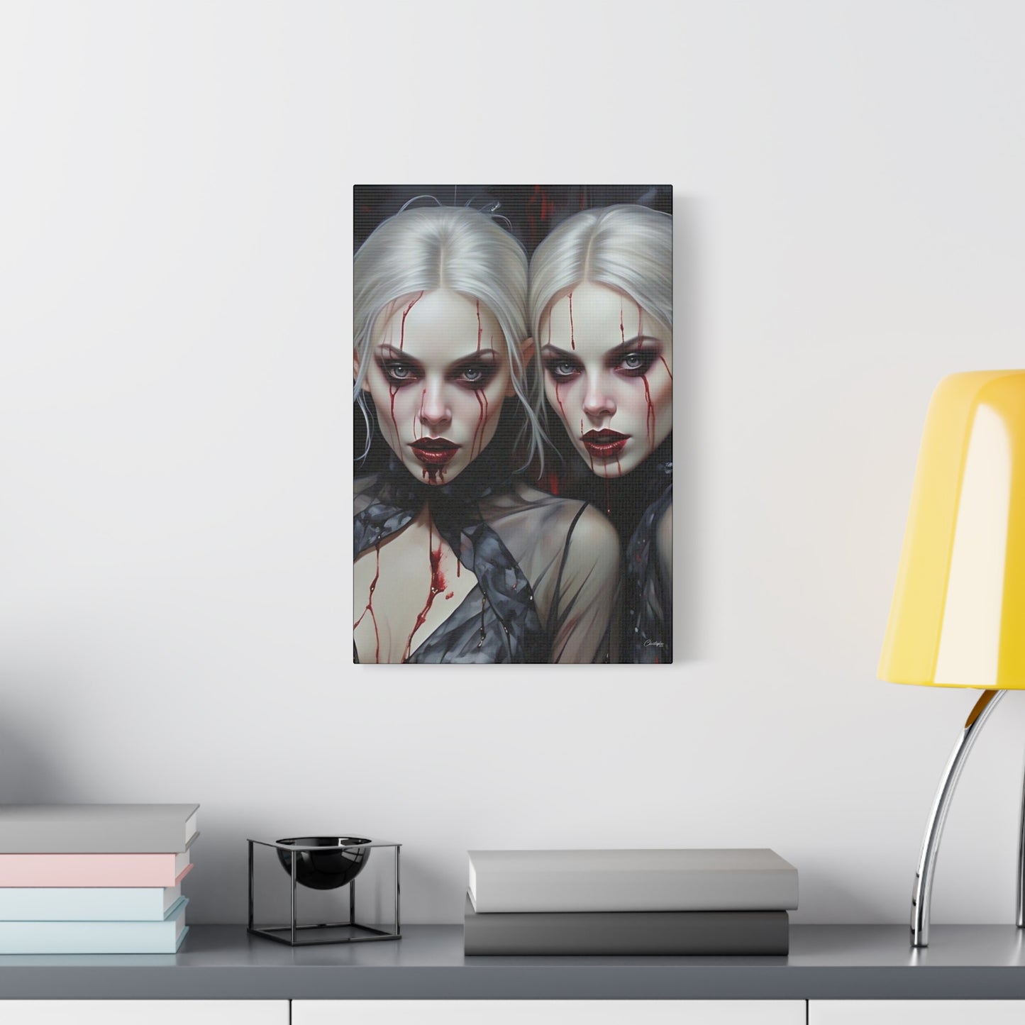 Gothic Canvas Art Print, Dark Fantasy Wall Decor, Horror Art, Halloween Home Decor, Vampire Artwork, Unique Gift for Spooky Season