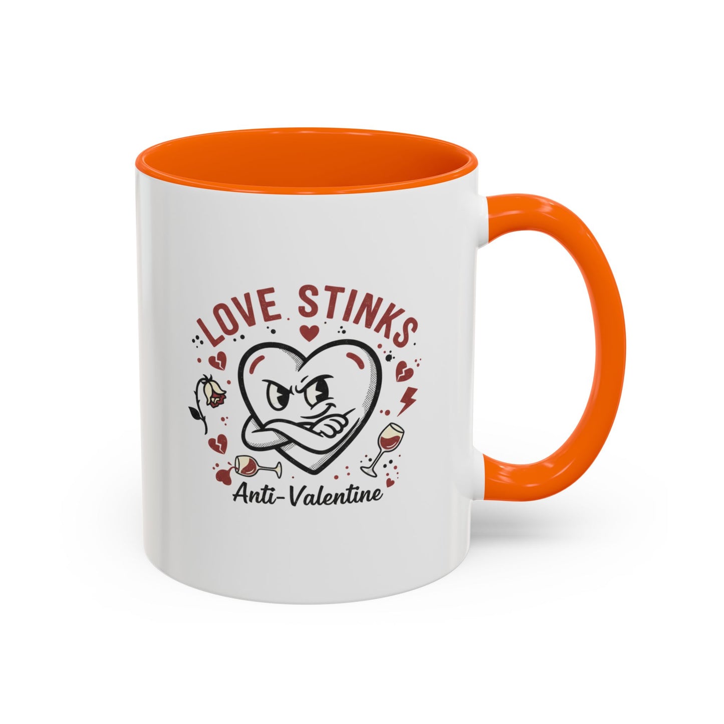 Coffee Mug — "Love Stinks" Anti-Valentine Heart Accent Mug (11/15oz)