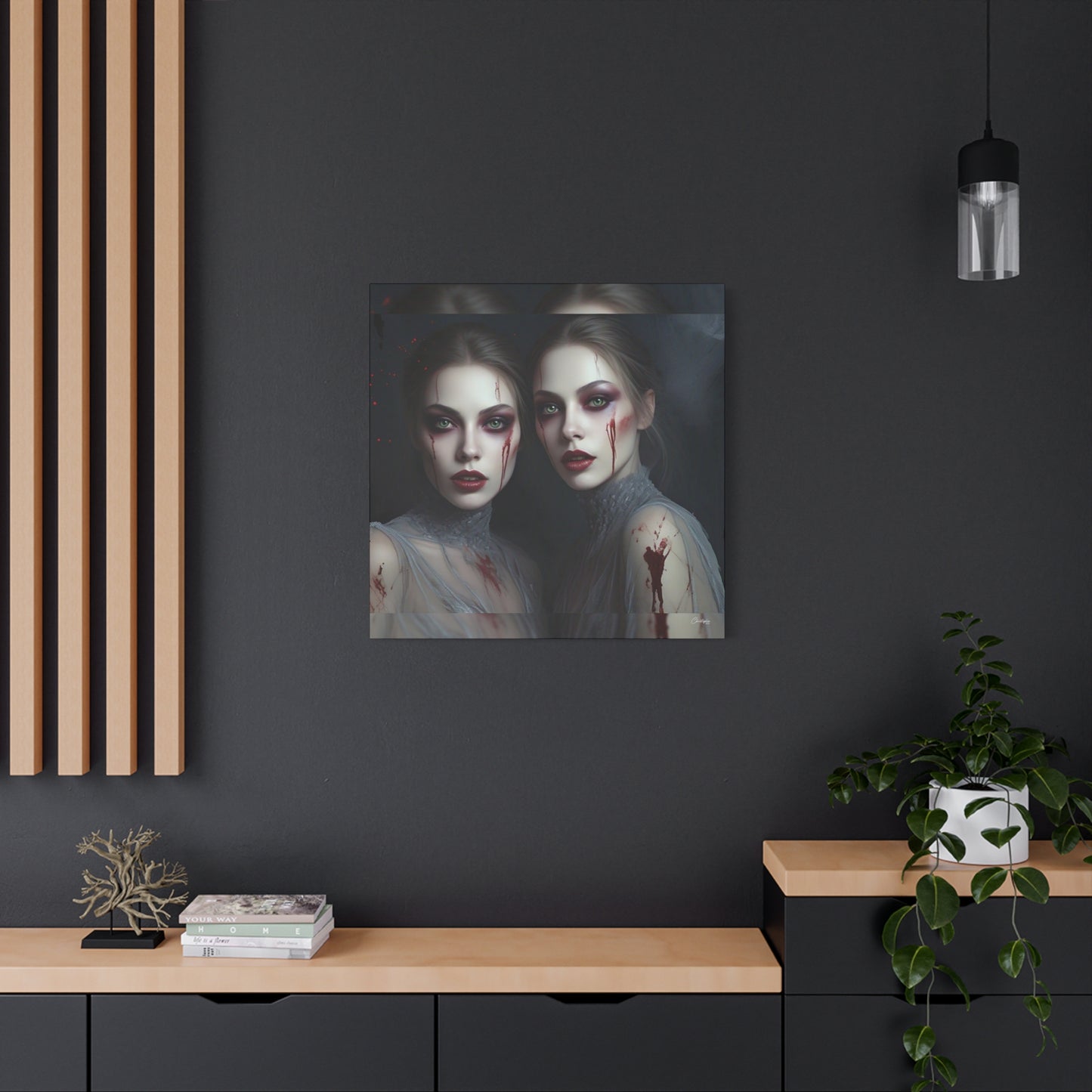 Spooky Art Canvas Print, Matte Canvas, Stretched Wall Decor, Gothic Home Decor, Halloween Art, Unique Gift