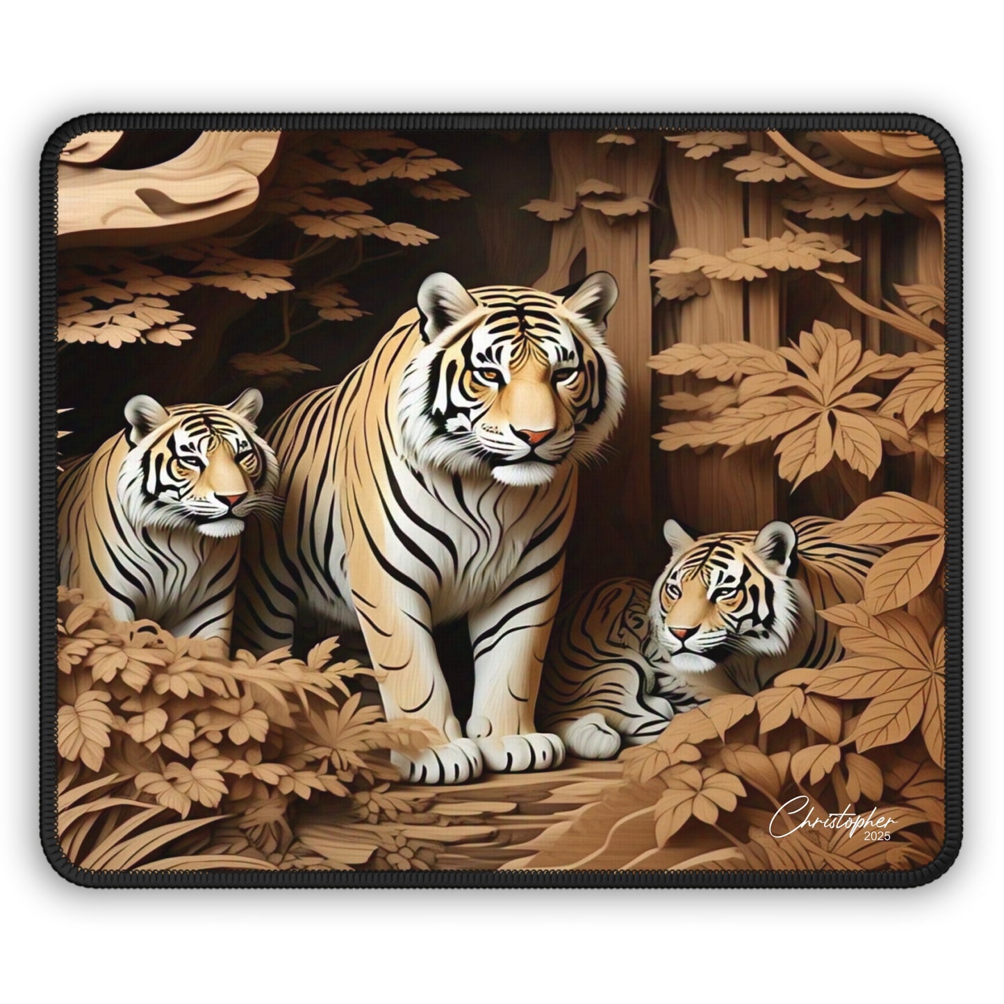 Wildlife-Themed Gaming Mouse Pad, Tiger Art Desk Accessory, Perfect Gift for Gamers, Unique Office Decor, Animal Lover's Stationery