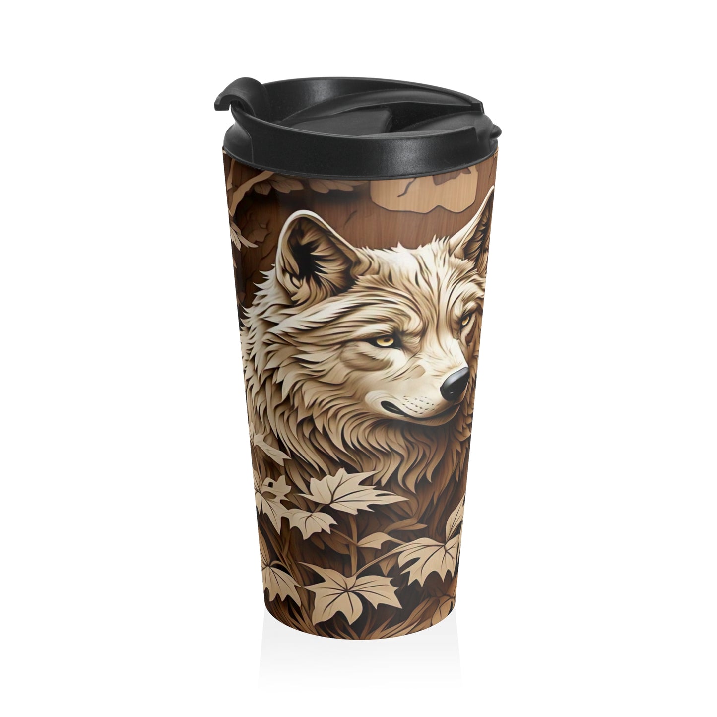 Nature-Inspired Stainless Steel Travel Mug | Wolf Design | Camping Gift | Outdoor Adventure | Eco-Friendly Beverage Container