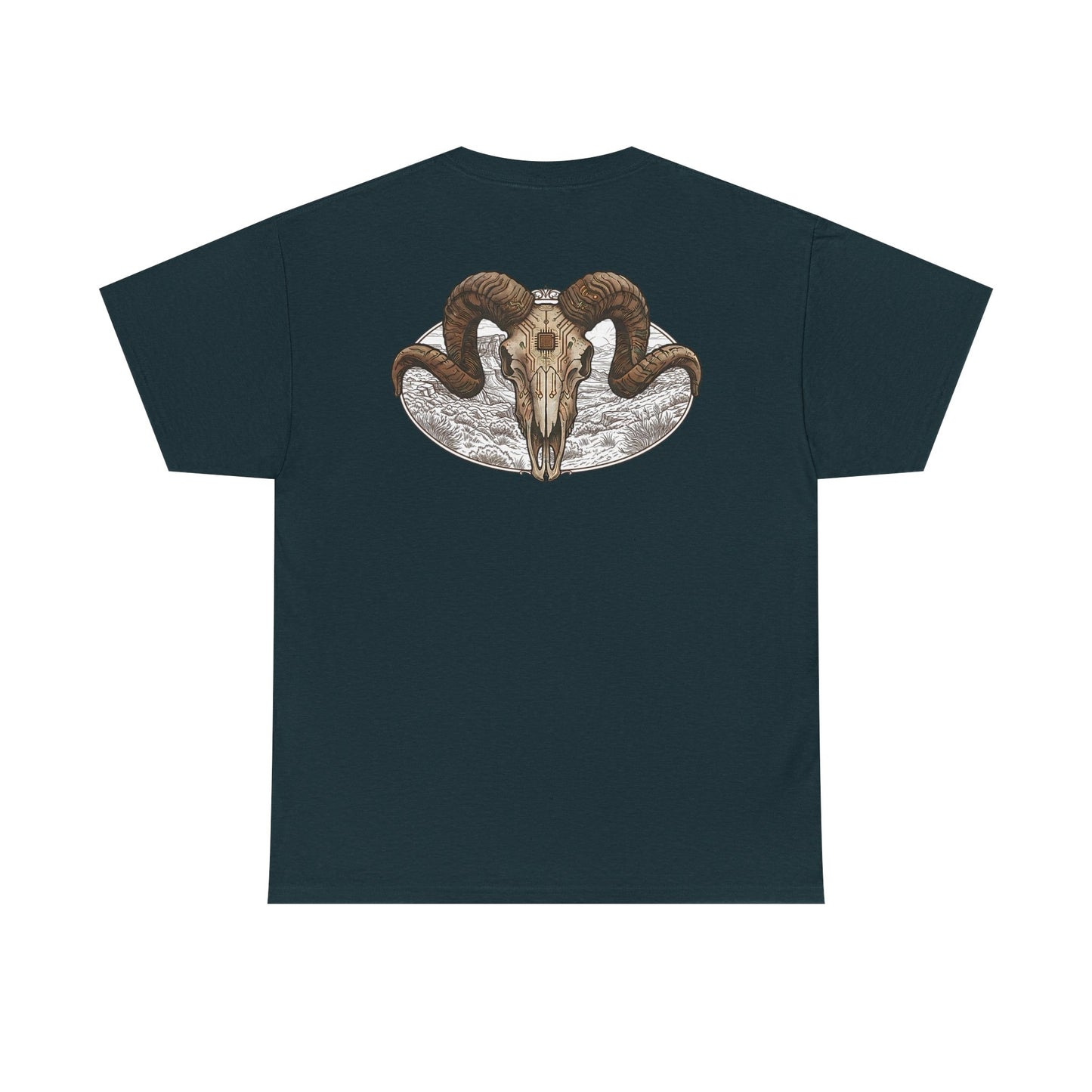 Ram Skull Graphic Tee Double Sided — 'Chestnut Valley, Oregon' Vintage Occult Shirt