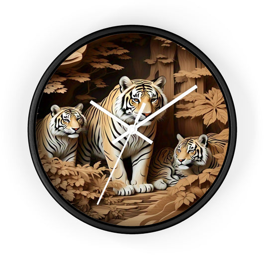 Wild Tiger Family Wall Clock, Jungle Decor, Animal Lover Gift, Unique Home Decor, Nature Wall Art, Vintage Style Clock