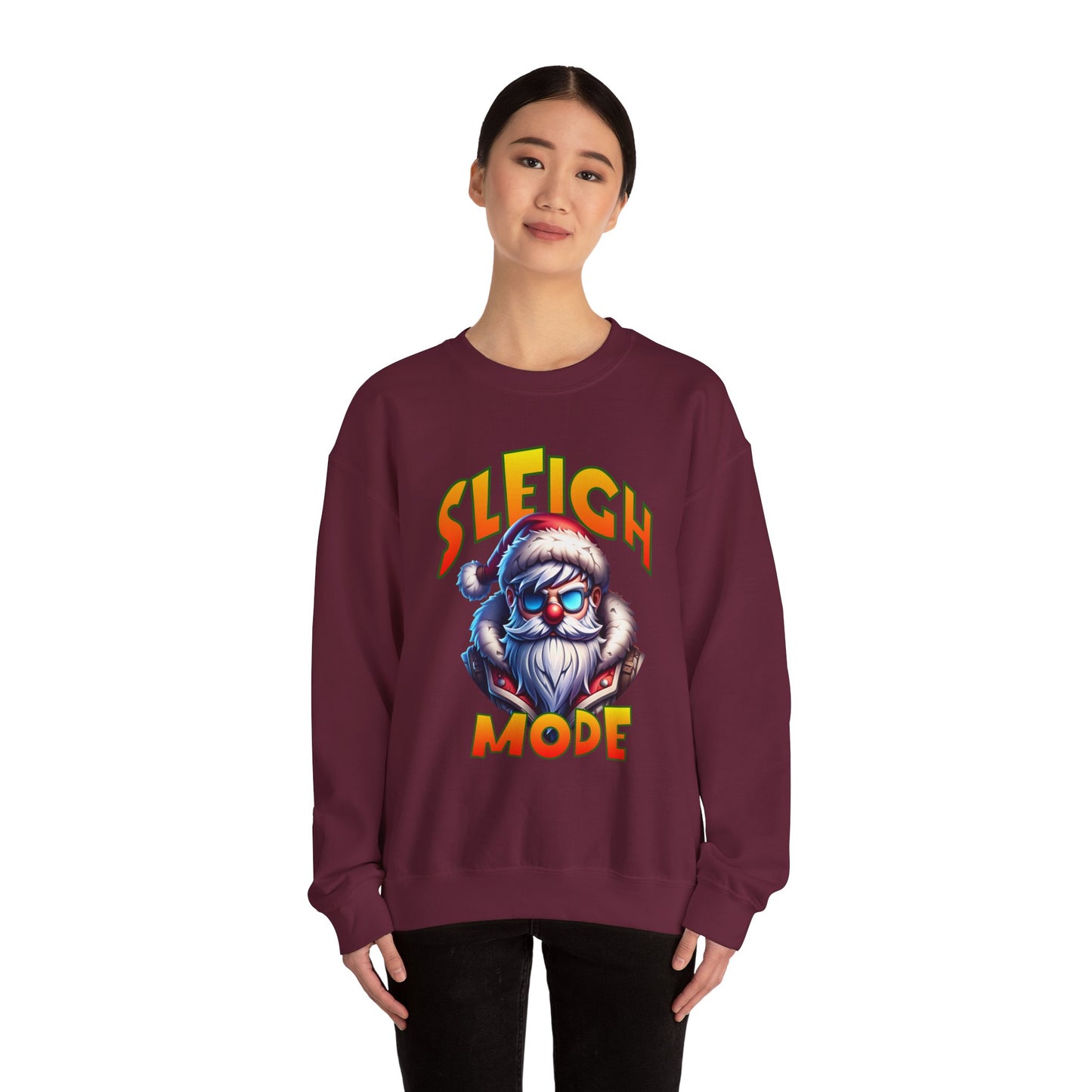 Sleigh Mode Sweatshirt — Cool Santa Graphic Holiday Crewneck
