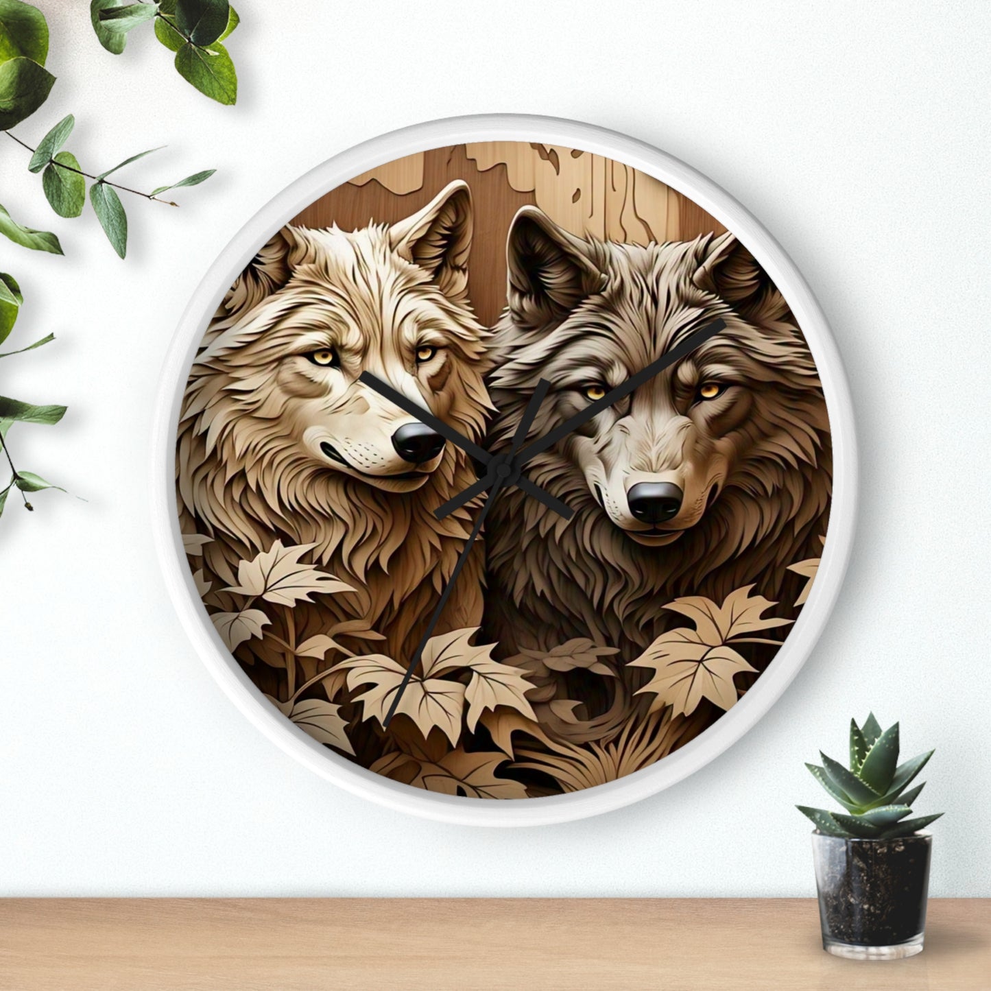 Rustic Wolf Wall Clock - Nature Inspired Home Decor, Animal Lover Gift, Woodland Themed Clock, Cozy Farmhouse Decor, Unique Gift Idea