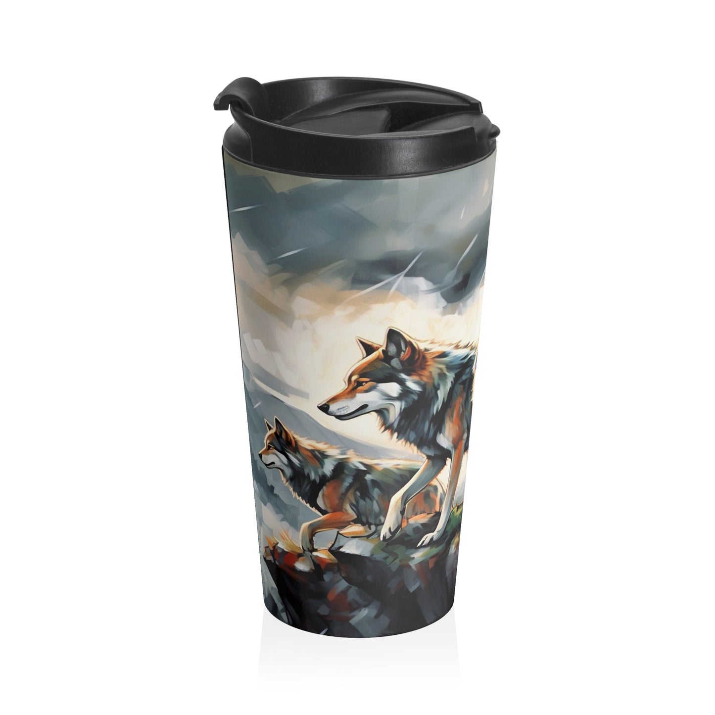 Adventure-Ready Stainless Steel Travel Mug - Wolf Design, Perfect for Outdoor Lovers, Gifts for Nature Enthusiasts, Camping and Hiking