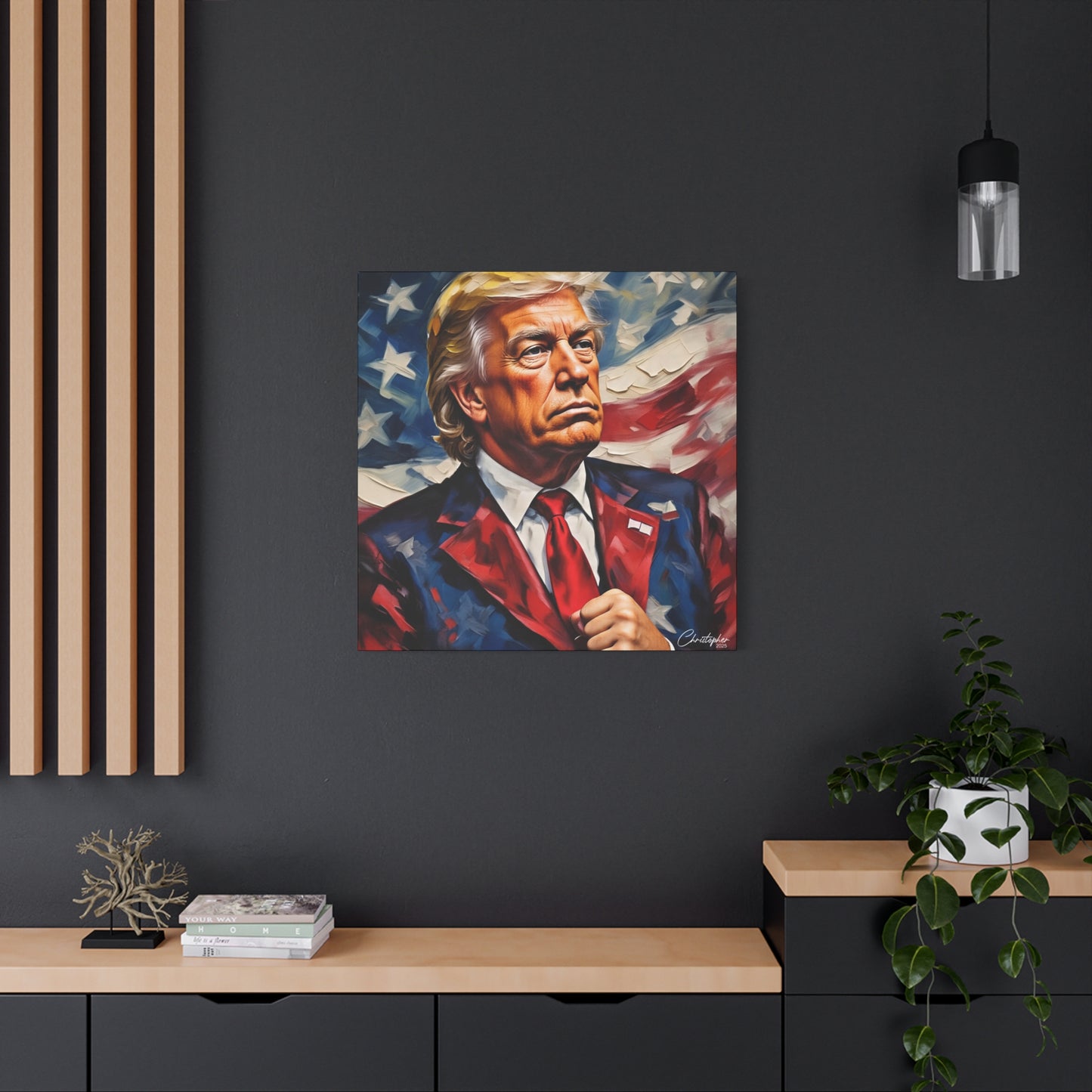 Patriotic Canvas Art, Stretched Wall Decor, Home Office, Gifts for Republicans, Political Enthusiasts, Americana Artwork