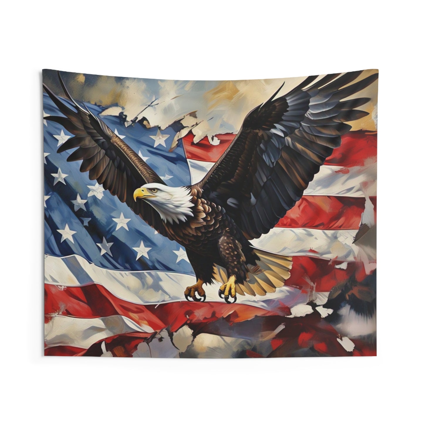 Eagle & American Flag Indoor Wall Tapestry — Patriotic Home Decor for Veterans & 4th of July