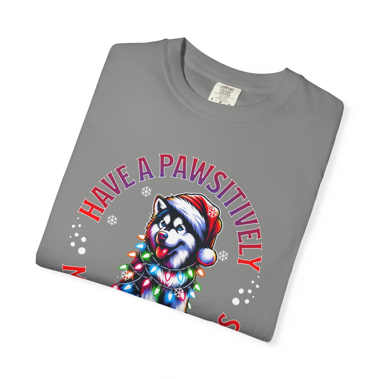 Christmas Husky T-Shirt — "Have a Paws-itively Merry Christmas" Holiday Tee