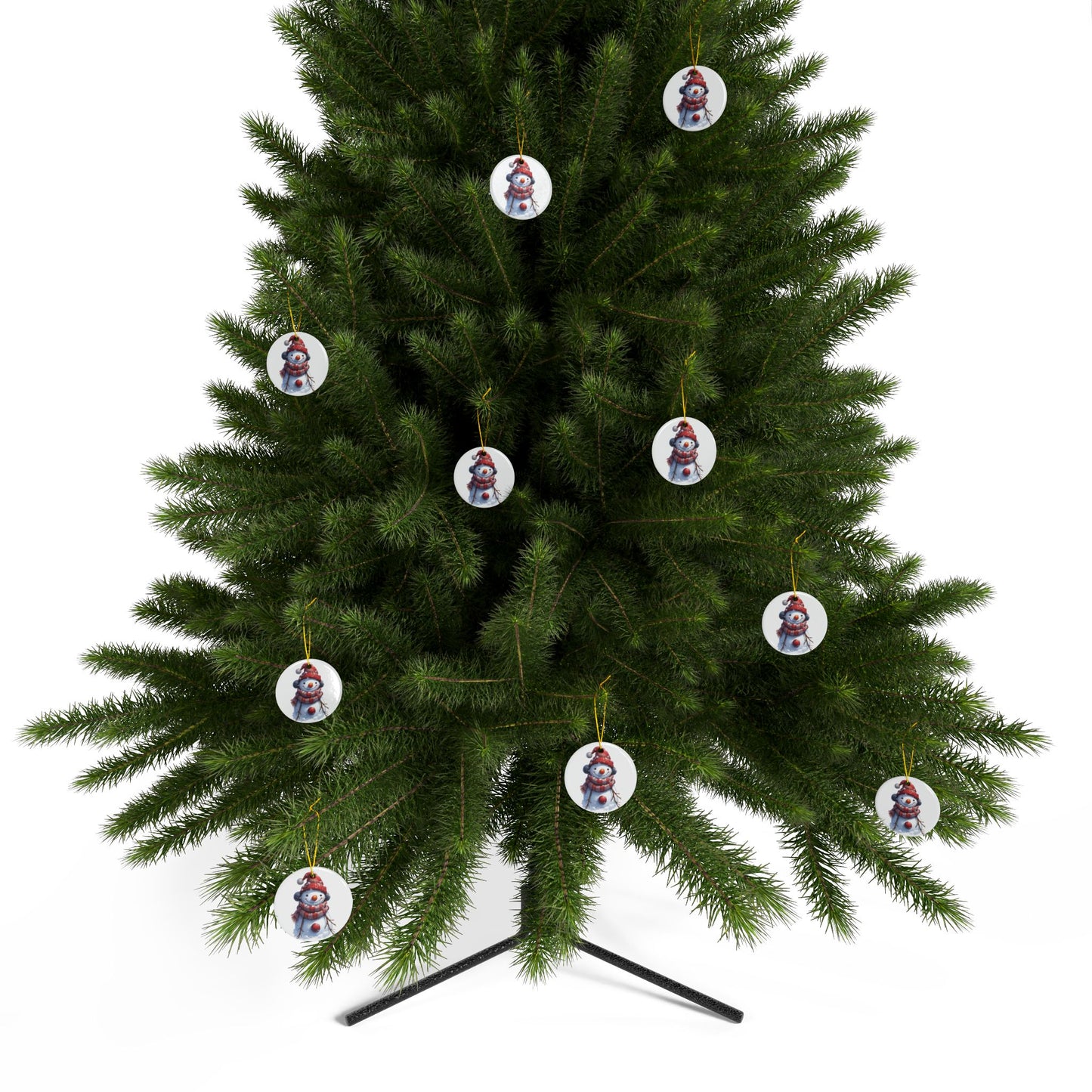 Snowman Ceramic Ornament — Double-Sided Christmas Tree Decoration