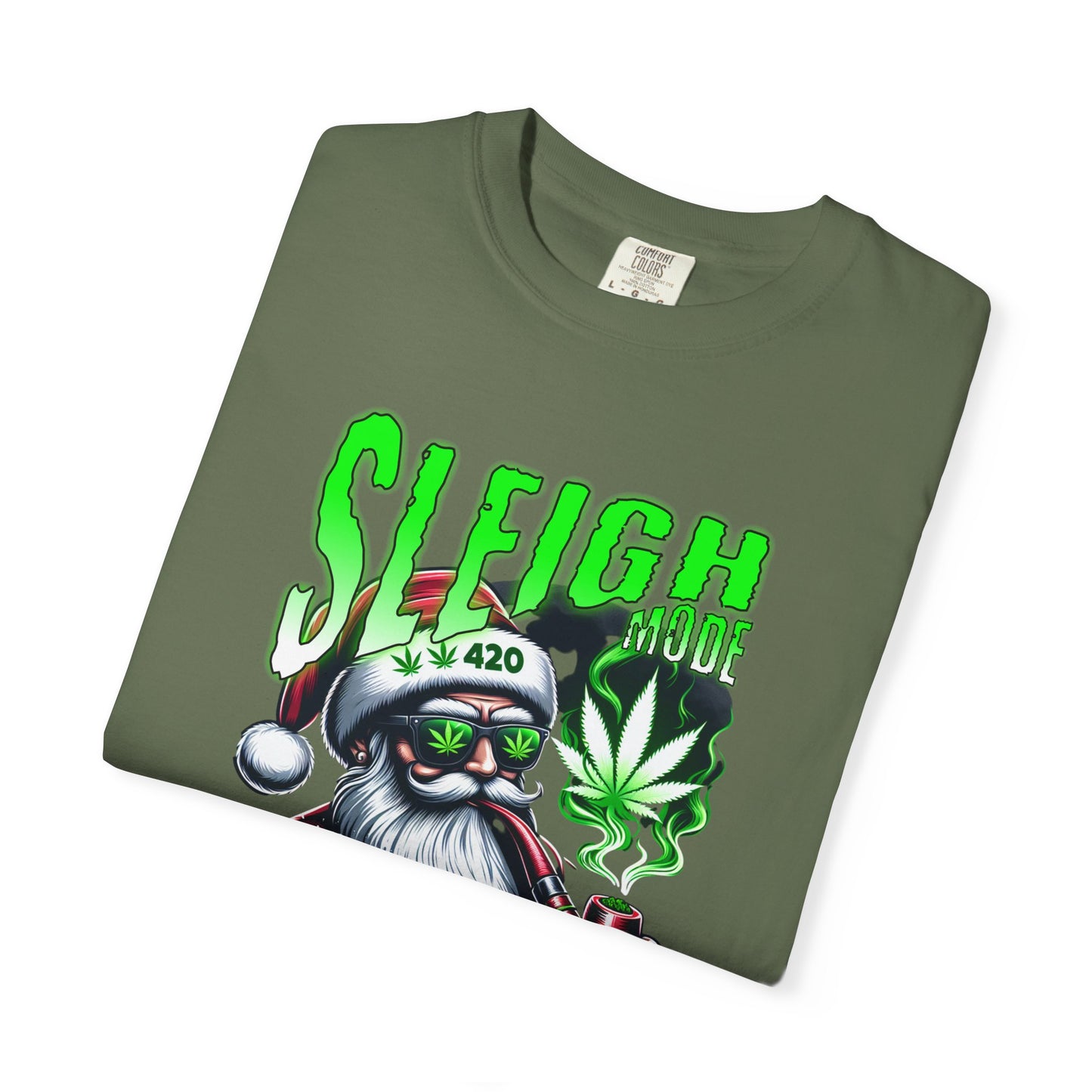 Sleigh Joe Graphic Tee, Unisex Holiday T-Shirt, Funny Christmas Shirt, Cannabis Santa Gift, Unique Tee for Parties