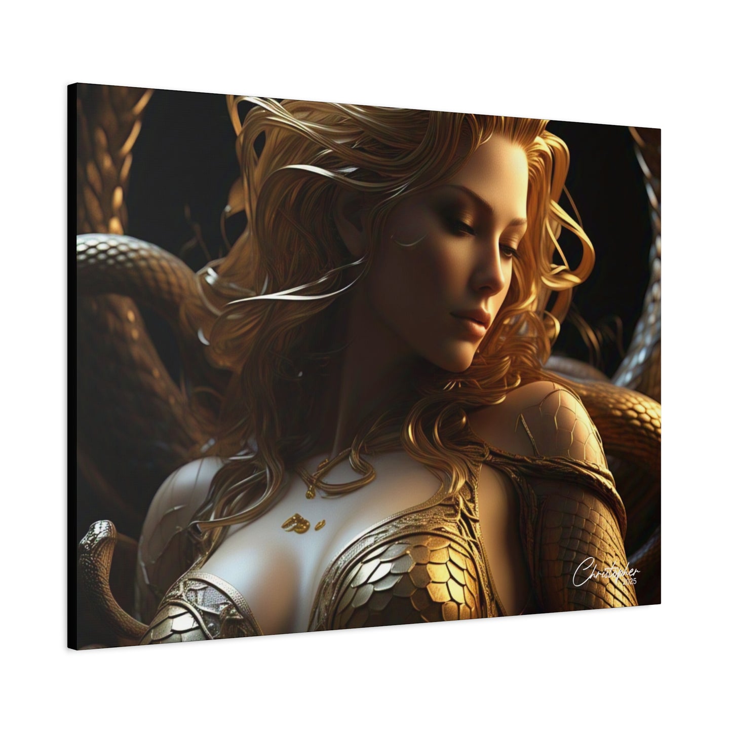 Fantasy Art Canvas Print - Serpent Goddess Home Decor