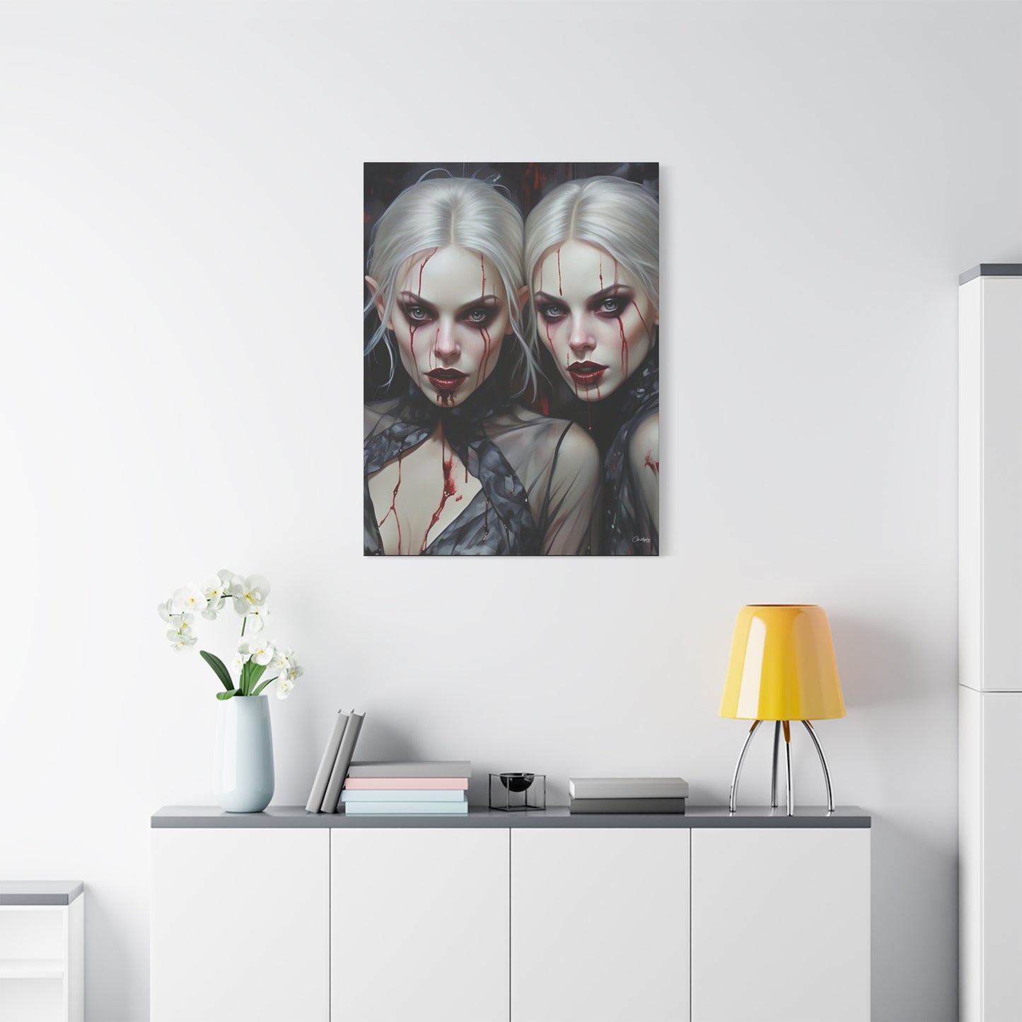Gothic Canvas Art Print, Dark Fantasy Wall Decor, Horror Art, Halloween Home Decor, Vampire Artwork, Unique Gift for Spooky Season