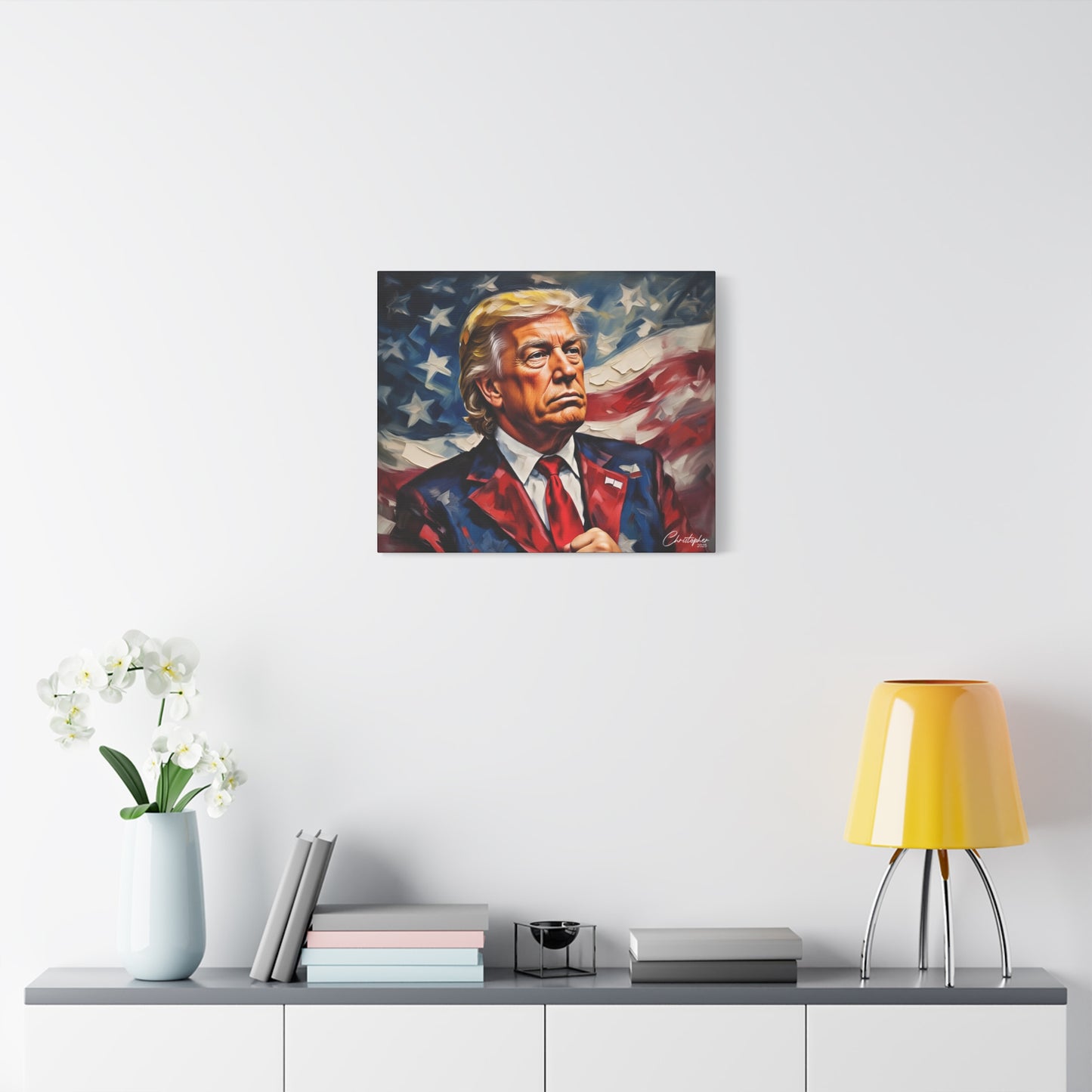 Patriotic Canvas Art, Stretched Wall Decor, Home Office, Gifts for Republicans, Political Enthusiasts, Americana Artwork