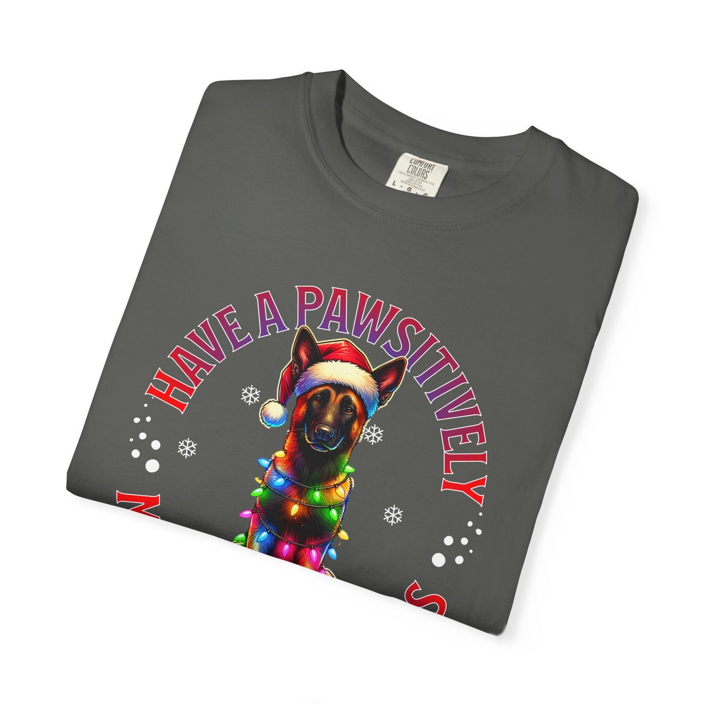 Christmas Malinois T-Shirt — "Have a Pawsitively Merry Christmas" Holiday Tee