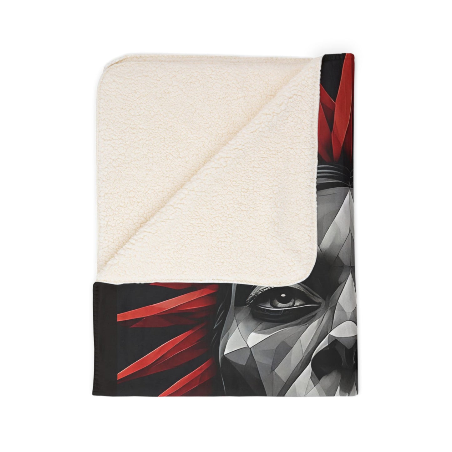 Tribal Goddess Sherpa Blanket – Geometric Face & Sea Turtle Design