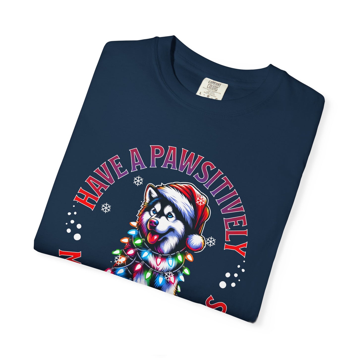 Christmas Husky T-Shirt — "Have a Paws-itively Merry Christmas" Holiday Tee