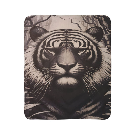 Tiger Portrait Sherpa Blanket – Cozy Fleece Throw with Majestic Wildlife Design