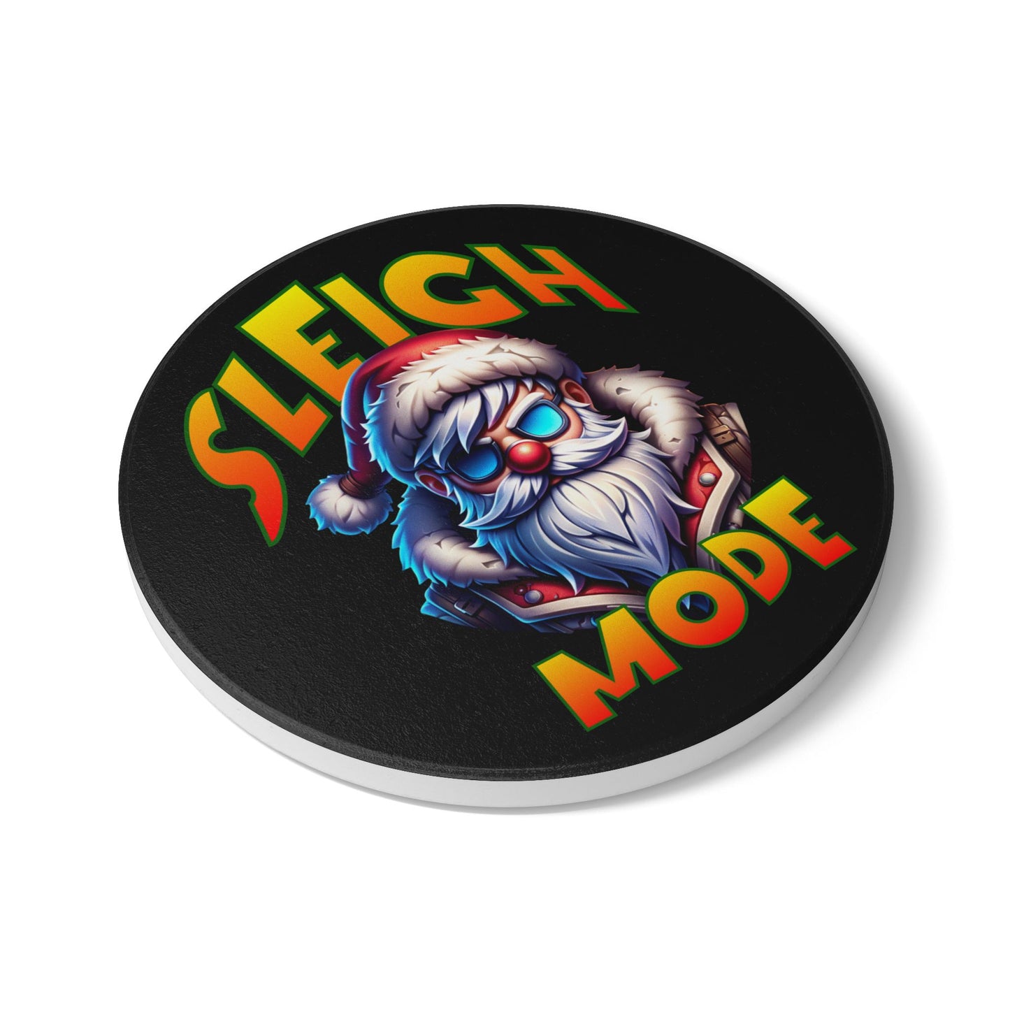 Sleigh Mode Ceramic Coaster – Funny Cool Santa Holiday Drink Coaster