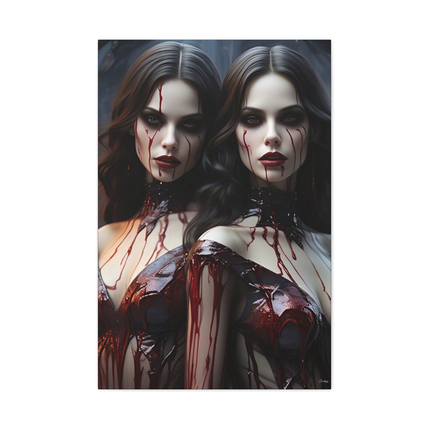 Gothic Vampire Canvas Art, Wall Decor, Horror Artwork, Halloween Home Decor, Spooky Room Accent, Unique Gift Idea