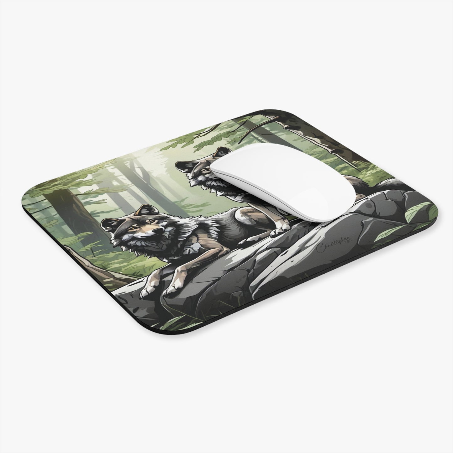 Wolf Themed Rectangle Mouse Pad - Nature Inspired Desk Accessory