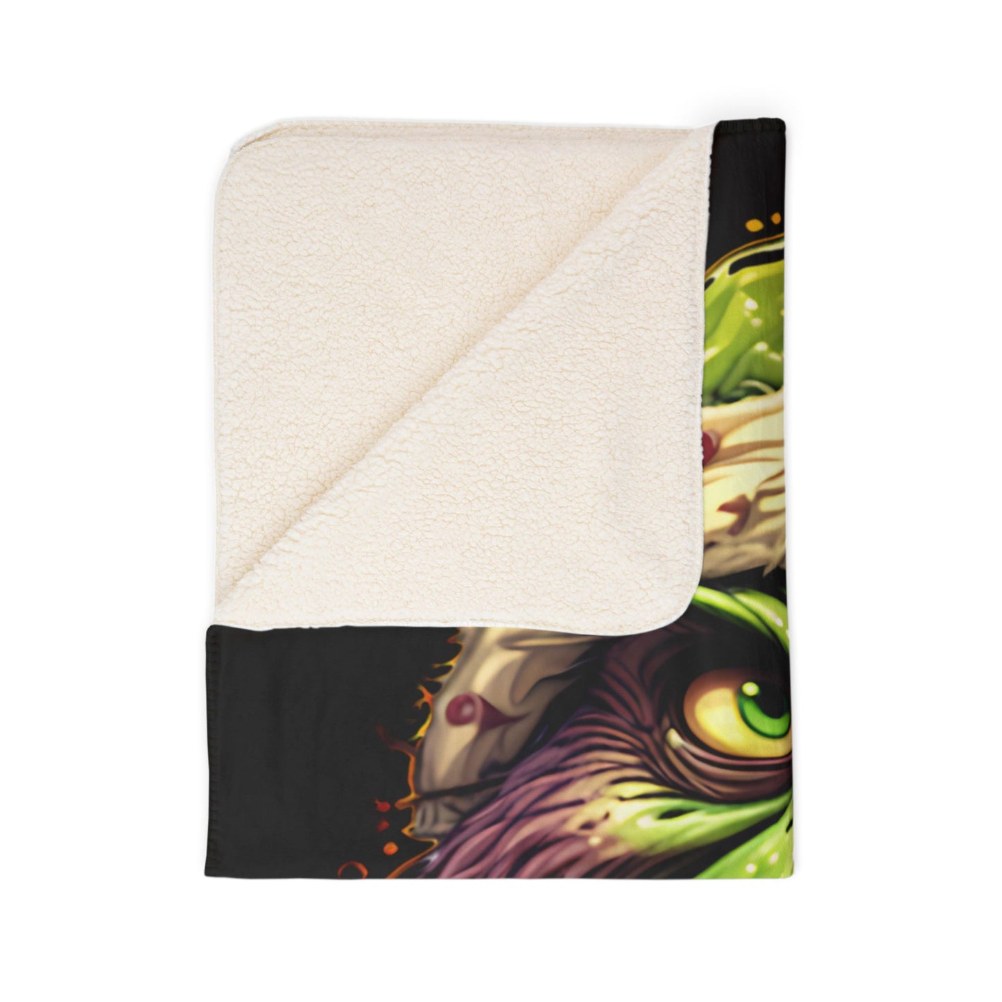 Grinch-Inspired Fleece Sherpa Blanket – Creepy Holiday Cozy Throw