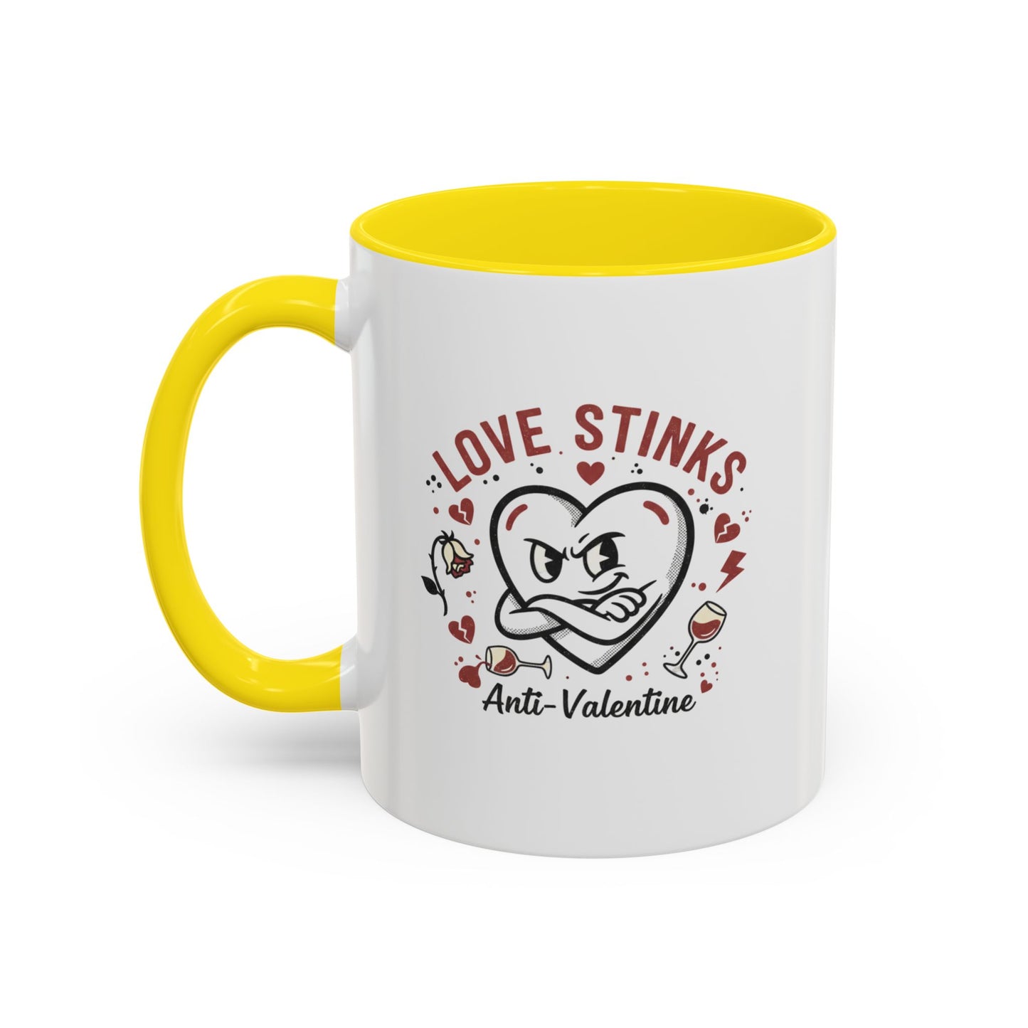 Coffee Mug — "Love Stinks" Anti-Valentine Heart Accent Mug (11/15oz)