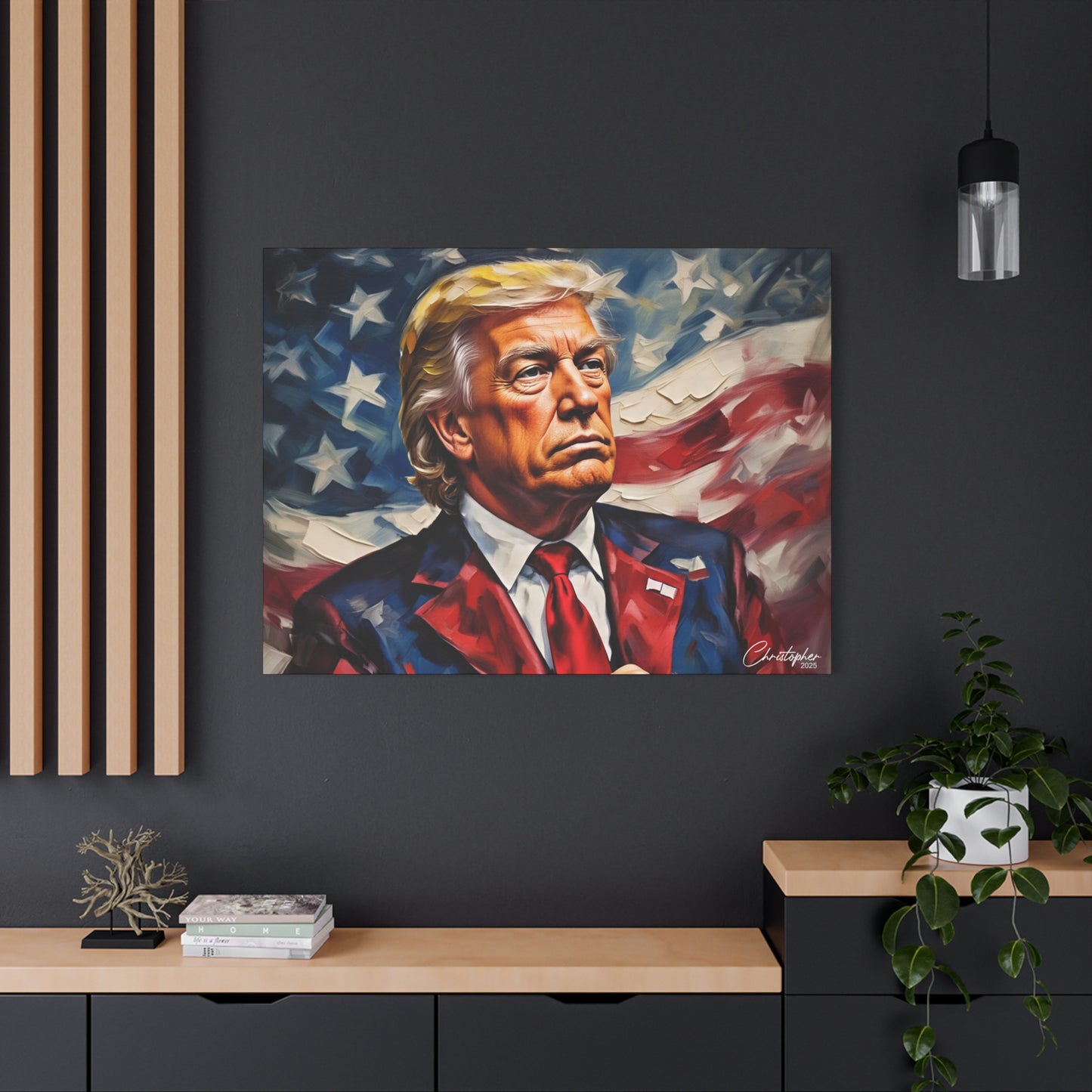 Patriotic Canvas Art, Stretched Wall Decor, Home Office, Gifts for Republicans, Political Enthusiasts, Americana Artwork