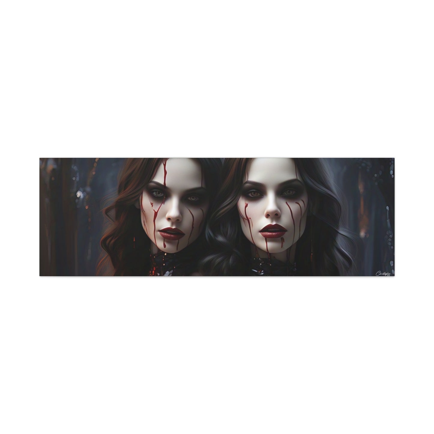 Gothic Vampire Canvas Art, Wall Decor, Horror Artwork, Halloween Home Decor, Spooky Room Accent, Unique Gift Idea