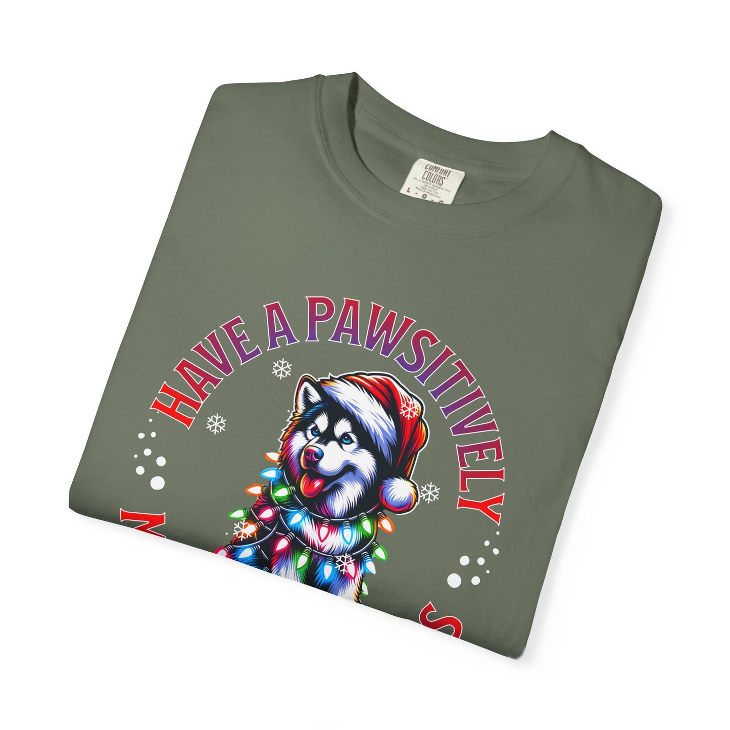 Christmas Husky T-Shirt — "Have a Paws-itively Merry Christmas" Holiday Tee