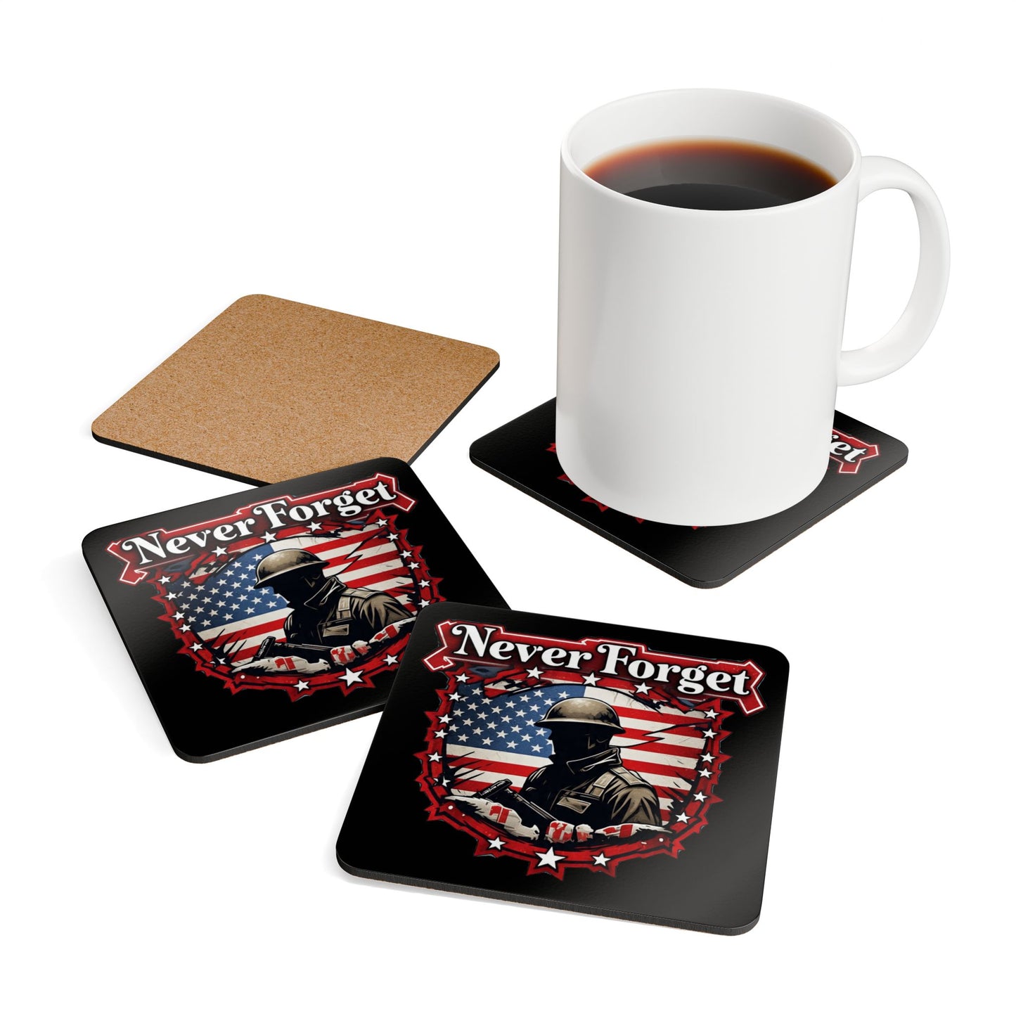 Patriotic Coaster Set, Memorial Day Gift, Veteran's Day Gift, Personalized Drink Coasters, Home Bar Decor
