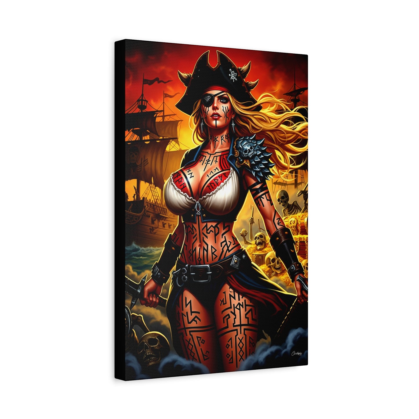 Bold Pirate Canvas Print, Nautical Wall Art, Gothic Home Decor, Pirate Lover Gift, Spooky Halloween Decoration, Adventure Wall Hanging