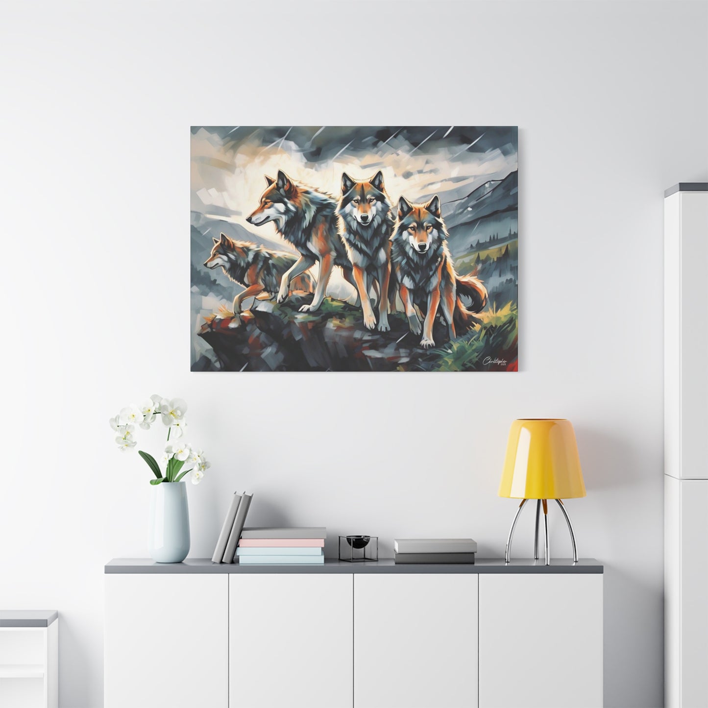 Wolf Family Matte Canvas Art, Home Decor, Animal Lovers Gift, Nature Wall Art, Wildlife Art Print, Outdoor Enthusiasts Decor