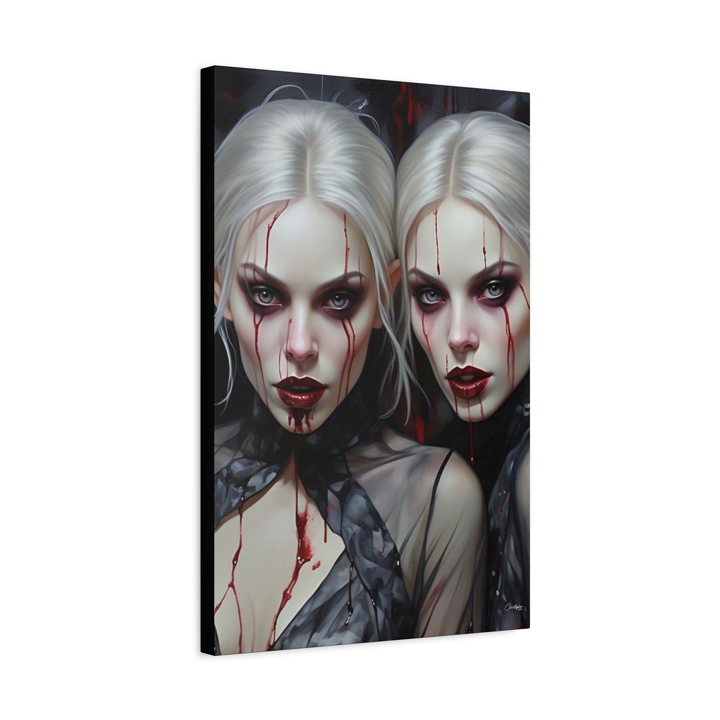Gothic Canvas Art Print, Dark Fantasy Wall Decor, Horror Art, Halloween Home Decor, Vampire Artwork, Unique Gift for Spooky Season