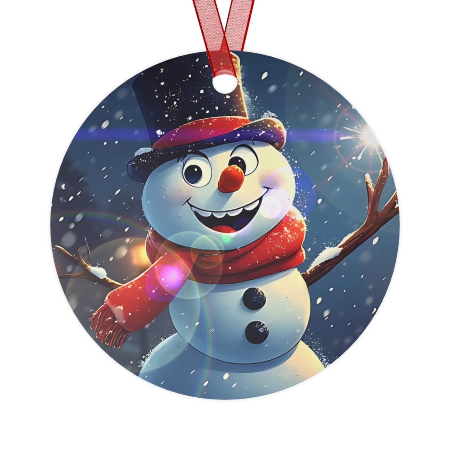 Cheerful Snowman Bell Metal Ornament — Holiday Christmas Tree Decoration