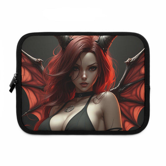 Gothic Fantasy Laptop Sleeve, Devil Girl Design, Stylish Tech Accessory, Gift for Gamers, Unique Computer Case, Occult Aesthetic
