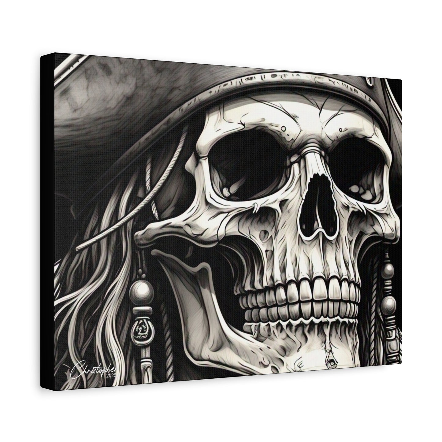 Pirate Skull Canvas Art - Edgy Gothic Decor, Wall Art for Halloween, Gothic Home Decor, Pirate Theme, Gift for Him