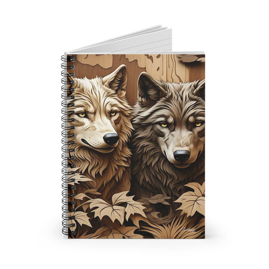 Woodland Wolves Spiral Notebook - Nature Art Journal, Gift for Animal Lovers, Eco-Friendly Notepad, Cute Stationery, Unique Writing Pad