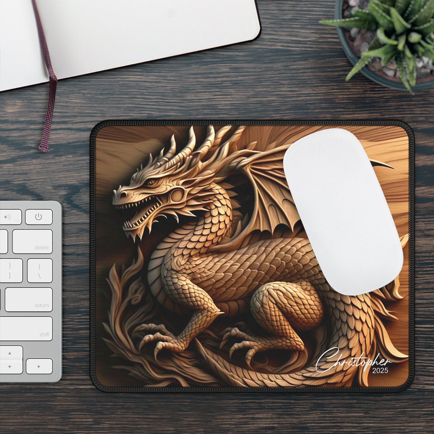 Intricate Dragon Gaming Mouse Pad | Fantasy Decor for Gamers, PC Accessories, Office Decor, Unique Gift Idea, Desk Essentials