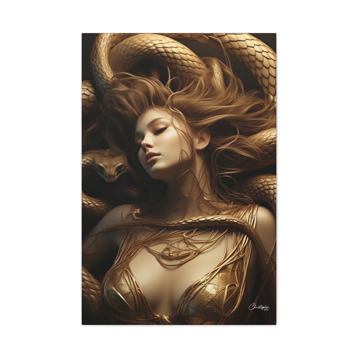 Goddess of Serpents Canvas Art - Stretched Matte Wall Decor