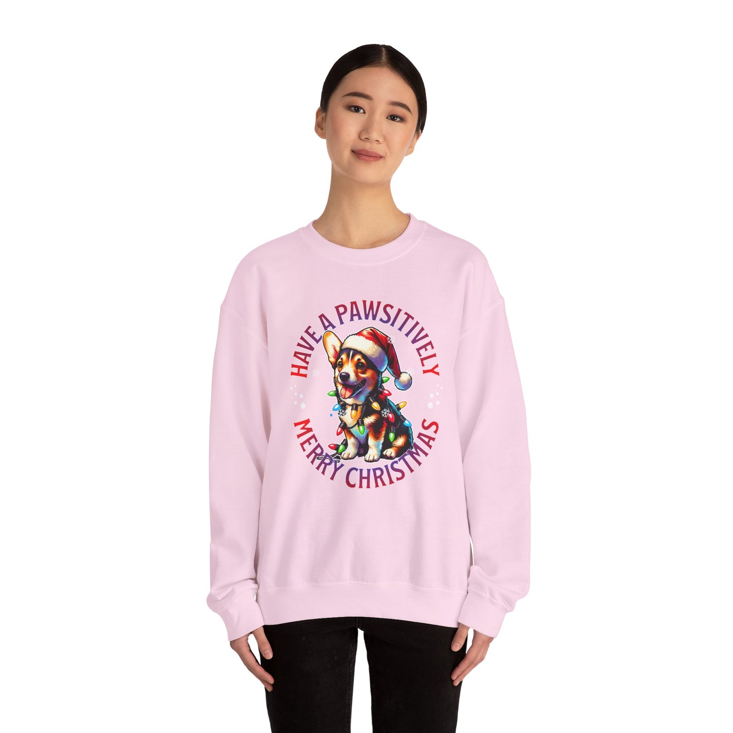 Christmas Corgi Sweatshirt — "Have a Pawsitively Merry Christmas" Holiday Crewneck