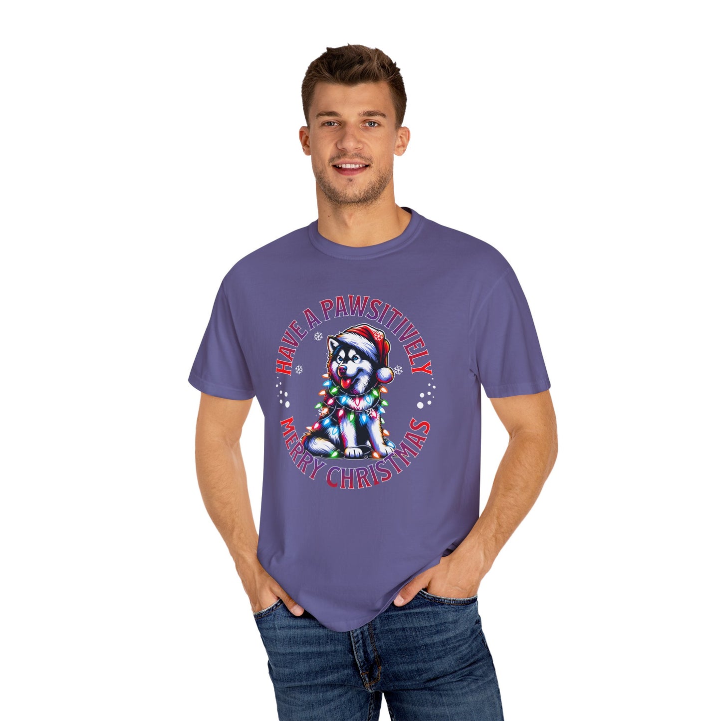 Christmas Husky T-Shirt — "Have a Paws-itively Merry Christmas" Holiday Tee